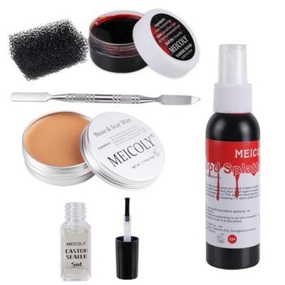 MEICOLY SFX Make-up-Set, Narbenwachs, Kunstblutspray, Halloween, Spezialeffekt, Wundmodellierung, S, Modellierwachs-Set 02, 1 Stück