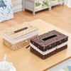 Household Napkin Case Hand Woven Tissue Box Cover Rustic Napkin Paper Organizer  Bathroom