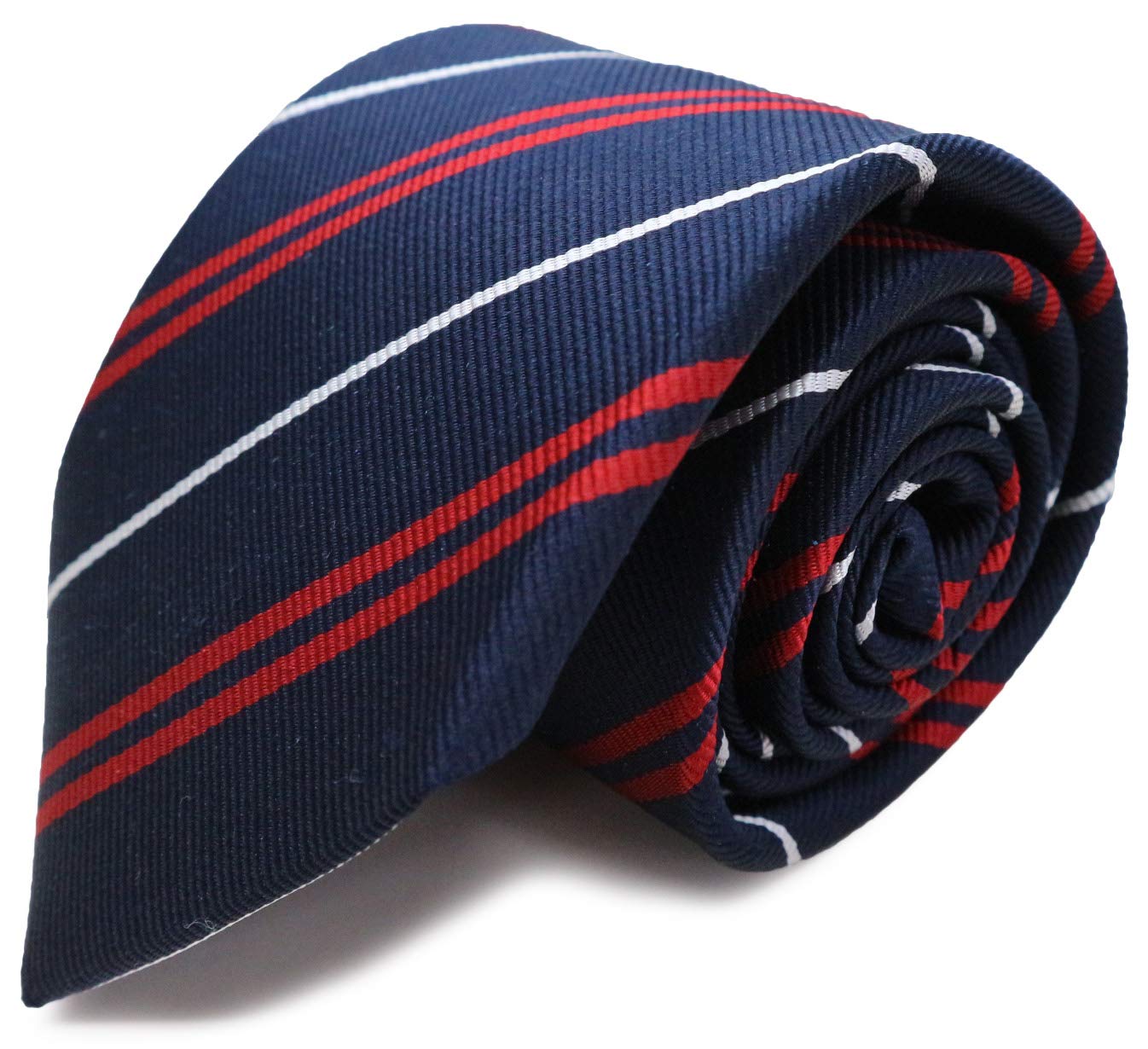 [Michiko London] Brand Necktie, Made in Japan, 100% Silk, Jacquard Weave, Regimental Stripe (Pattern A: Red)