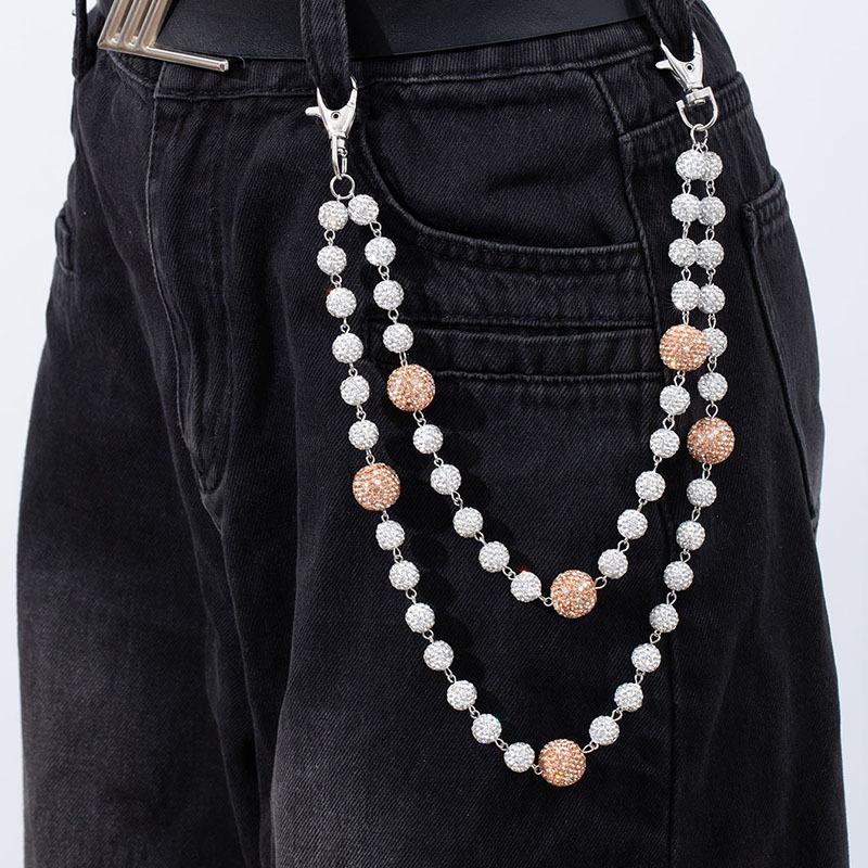 

Personality Niche High-End Waist Chain Men S Jeans Pendant Accessories Women S Fashion Diamond Ball Diamond Trouser Chain Body Chain