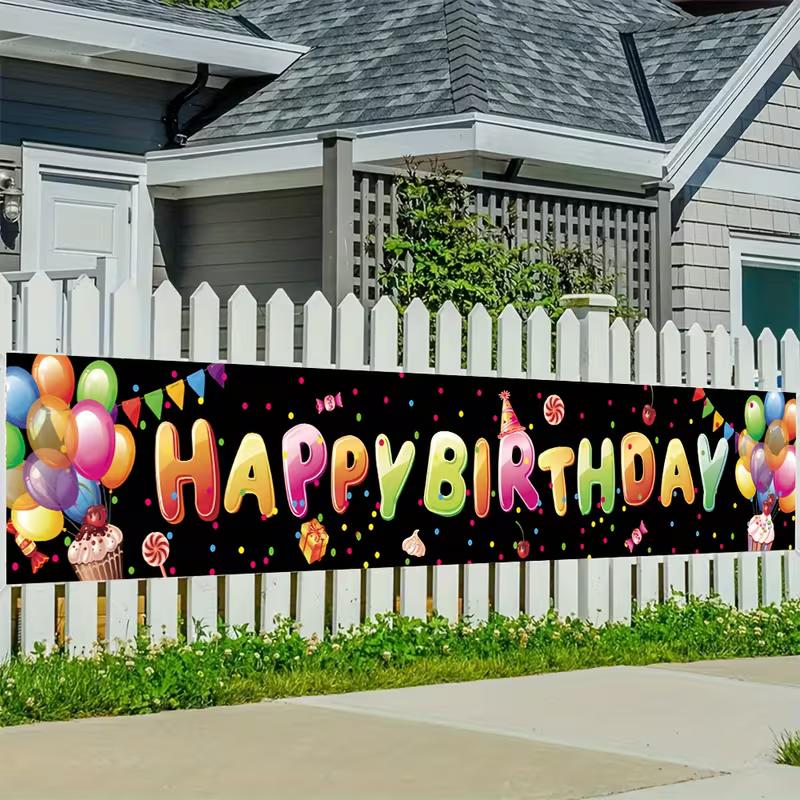 2D Large Happy Birthday Banner Yard Sign Colorful Letter Outdoor Birthday Party Supplies 47.2x31.5inch/120*80cm