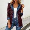 Damen Leopardenmuster Denimjacke Langarm Lockerer Schnitt Lässig Offene Vorderseite Hemdkragen Streetwear Mantel