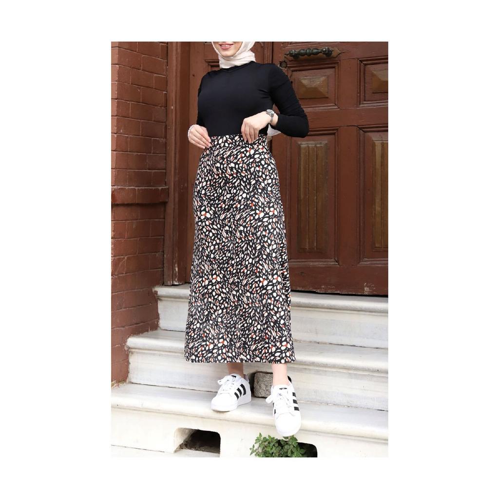 Gekämmter Rock aus Viskose - Schwarz / Fliesen