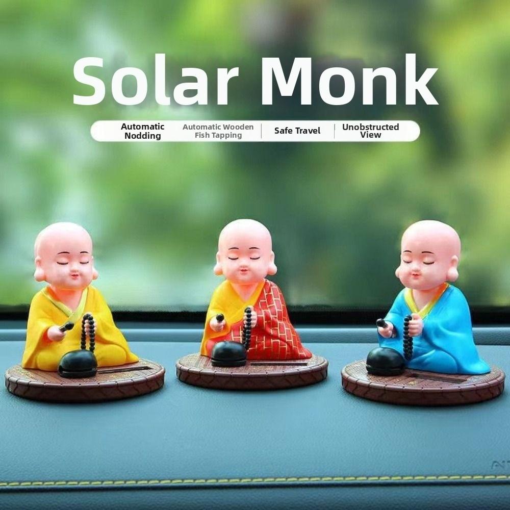 Wealth Coming Solar Nodding Buddha Toys Nodding Buddhist Monk Figurines Ornaments