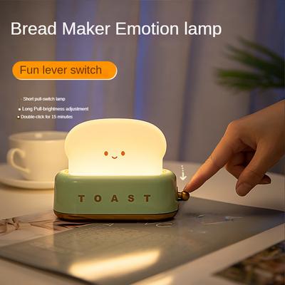 Led Creative Toast Bread Maker Small Night Lamp Gift for Girls Holiday Ambience Light Bedroom Bedside Sleeping Timing