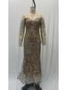 2025 Spring European & American Women's Hot Stamping Long-Sleeved Slim Evening Dress
