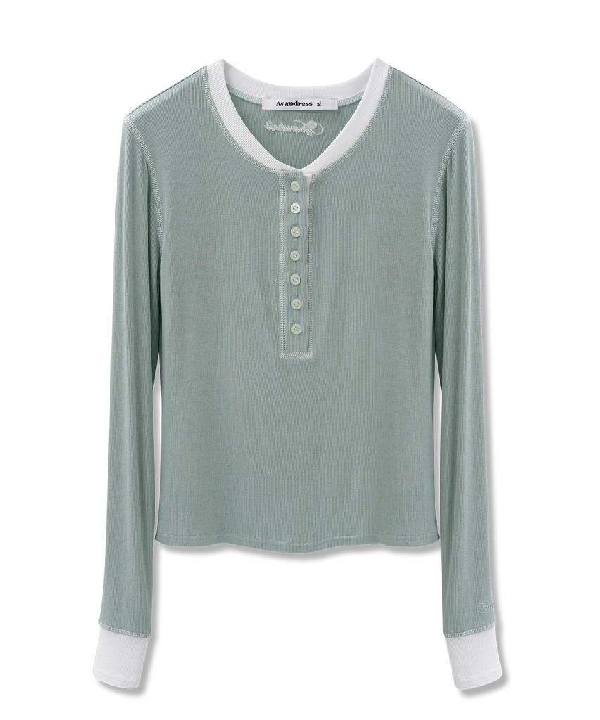 AVANDRESS Tilda Coverstitch Half Button Tee_5 Colors