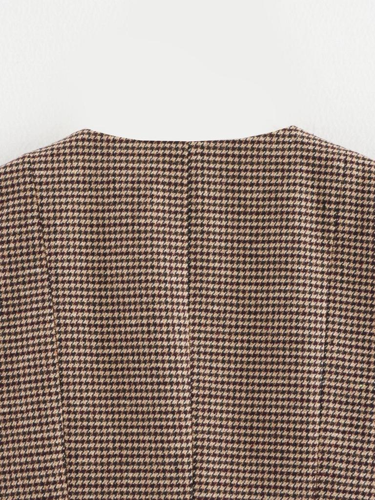 2025 Spring Women's European & American Style Sleeveless Houndstooth Slimming Vest