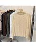 Women's High-Neck Lace Jacquard Base Layer Top - Fleece or Thin-Lined for Autumn & Winter Warmth.