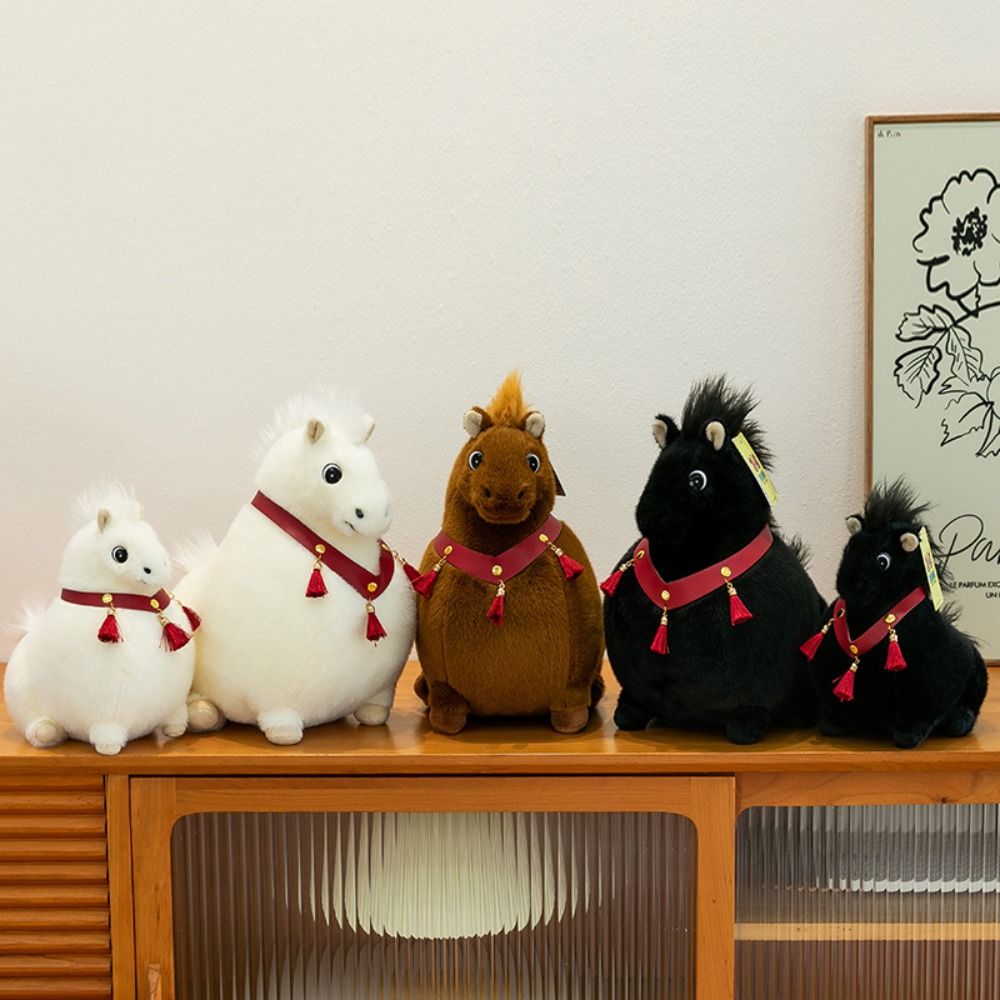 Chubby Horse Horse Mascot Stuffed Animal PP Cotton Fat Horse Plush Toy  Chinese New Year Gift