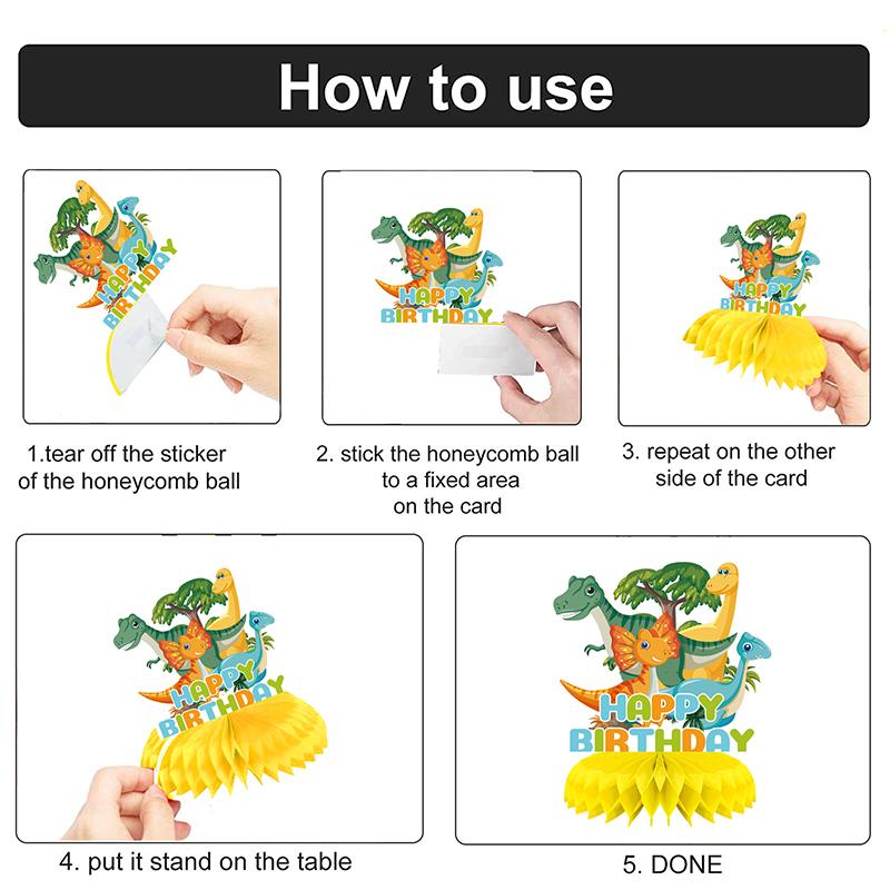 9Pcs Dinosaur Honeycomb Centerpieces,Dino Party Table Decorations For 1 2 3 5 Year Old Girls Boys