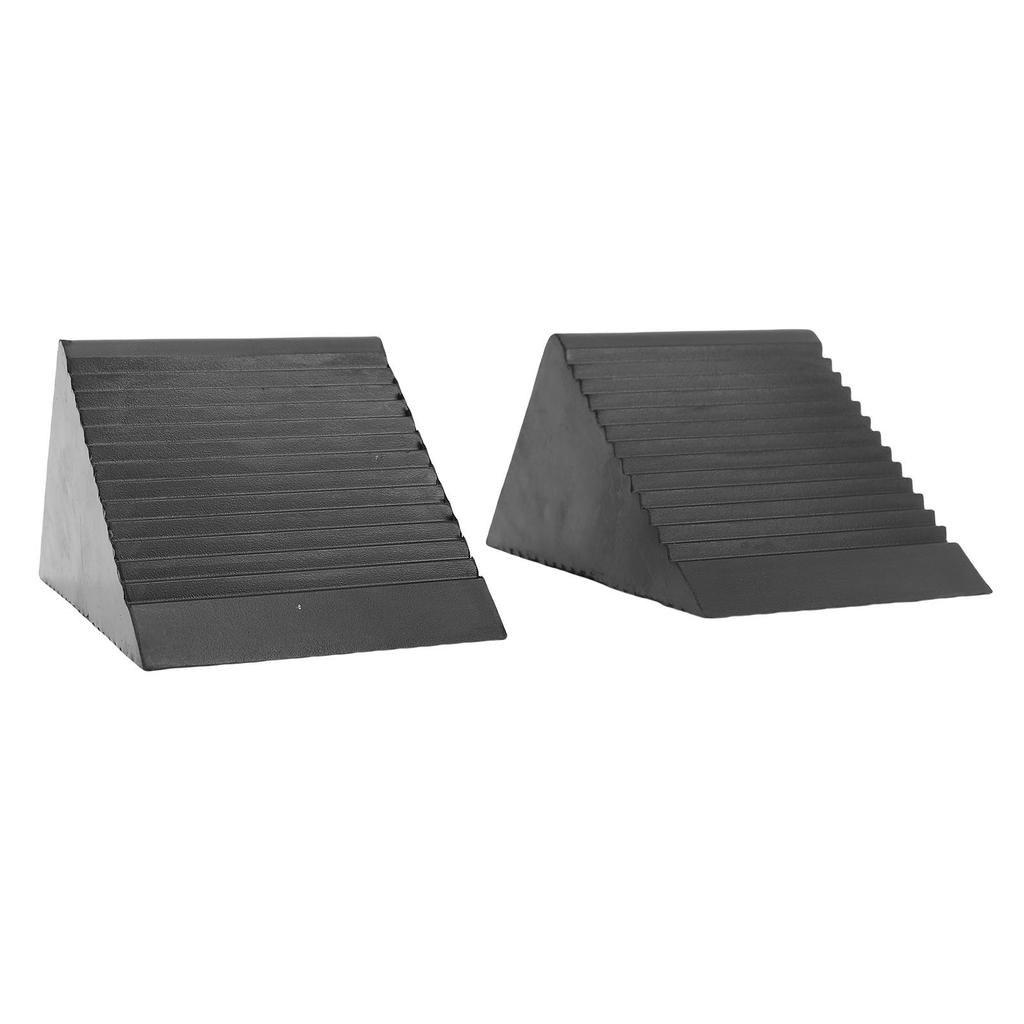 2pcs Heavy Duty Rubber Wheel Chocks Black Quick Grip Ribbed Tire Chocks for Trailer RV Truck Car ATV