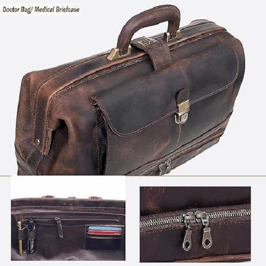 New Vintage Leather Briefcase Doctor Bag - Real Leather Briefcase - Style Handbag - Italian Handmade Medical Bag