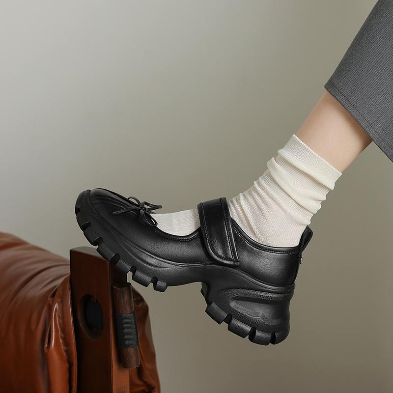 Krazing Pot Sheepskin Spring Autumn Summer Sneakers Platform Lace Up Silver Color Butterfly-knot Thick Bottom Women Fashion Shoes