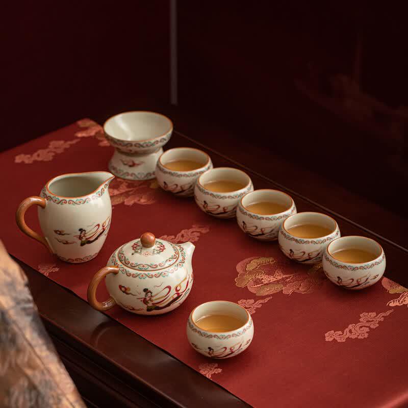 Dunhuang Aesthetic Ru Kiln Gongfu Tea Set