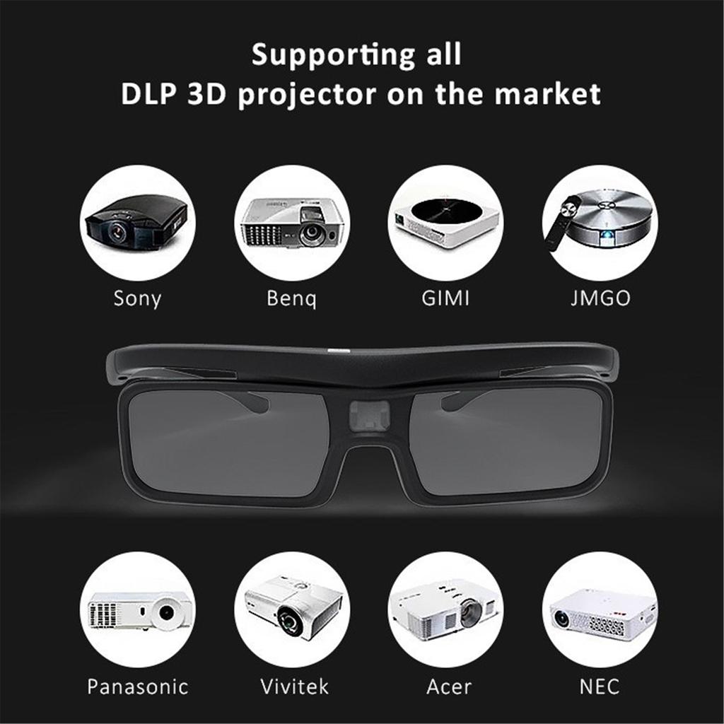 3D Glasses Lightweight Rechargeable Eyewear Shutter Glasses for All DLP Projector 3D DLP Link Active Shutter Eyeglasses