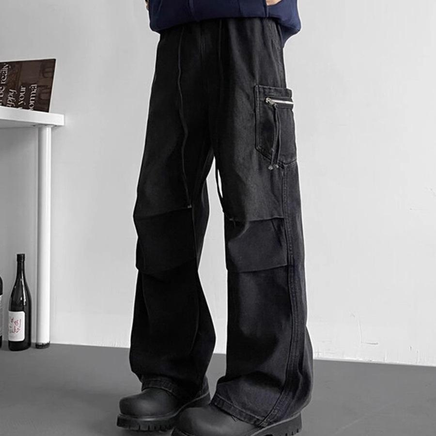 American Wide-leg Tooling Jeans Men's Cleanfit Retro High Street Trendy Brand Loose Pleated Straight Casual Pants