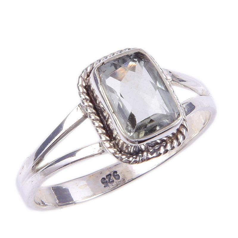 Natürlicher Grüner Amethyst Edelstein Handgefertigt 925 Massiv Sterling Silber Ring S.9 d2i57