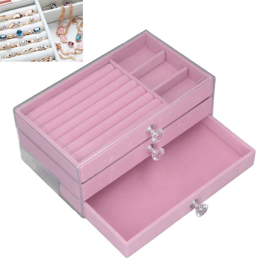 Acrylic Jewelry   3 Drawers Storage Box Transparent Jewelry Display Stand rrings Necklace Holder Case