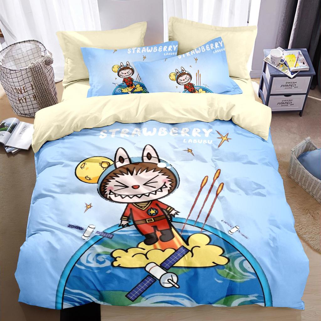 Niedliche Cartoon bubu Bettwäsche 2/3-teiliges Schlafzimmer-Set, Kindergeschenk Jugendliche Erwachsene Mikrofaser Doppelbett Einzel-/Doppel-/Queen-/King