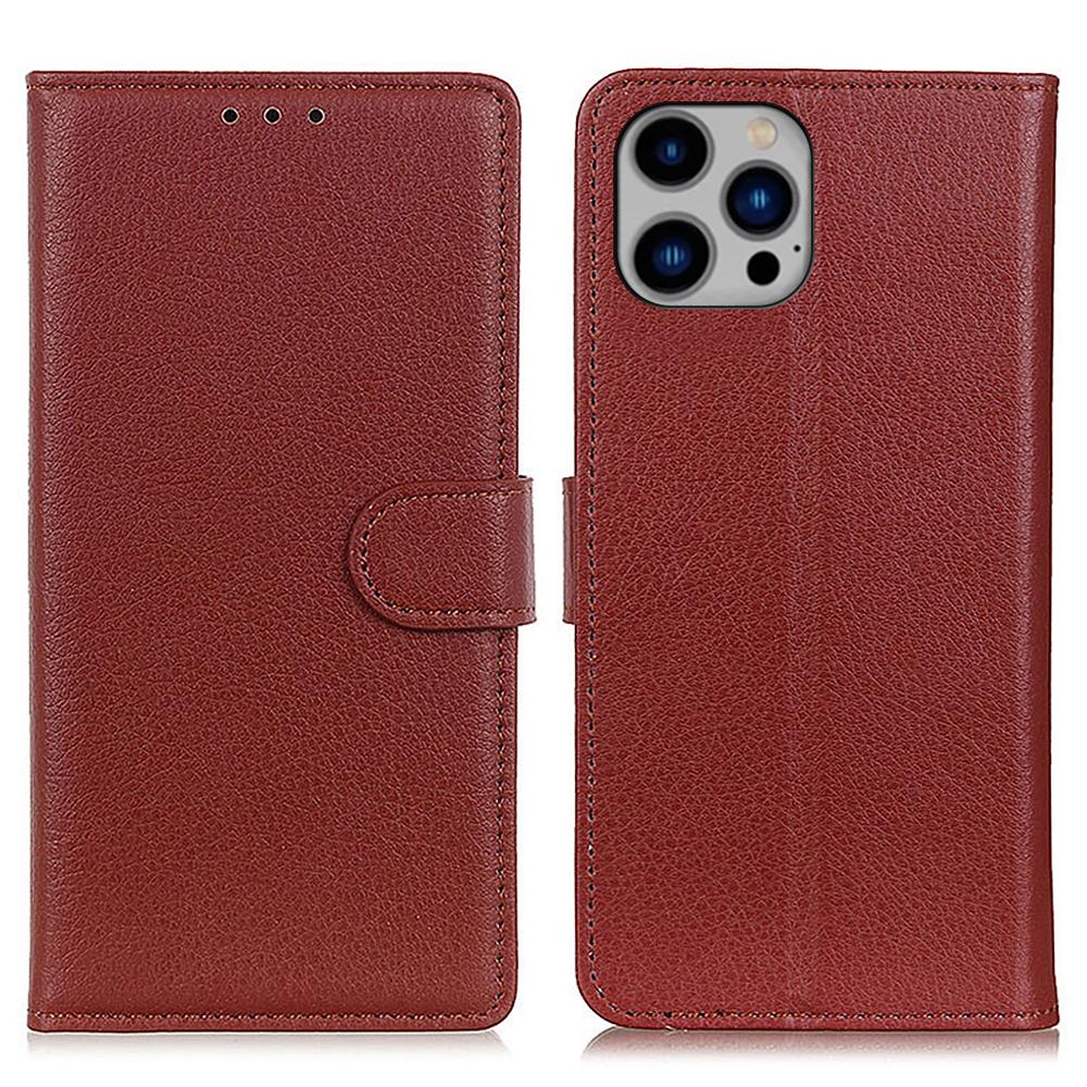 For iPhone 16 Pro Case PU Leather Litchi Texture Magnetic Flip Phone Cover