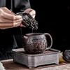 Retro Carving Purple Pottery Teapot Ceramic Household Kettle Pot Kung Fu Tea Set  Pure Handmade Teapot Teapot for Tea Puer Tea