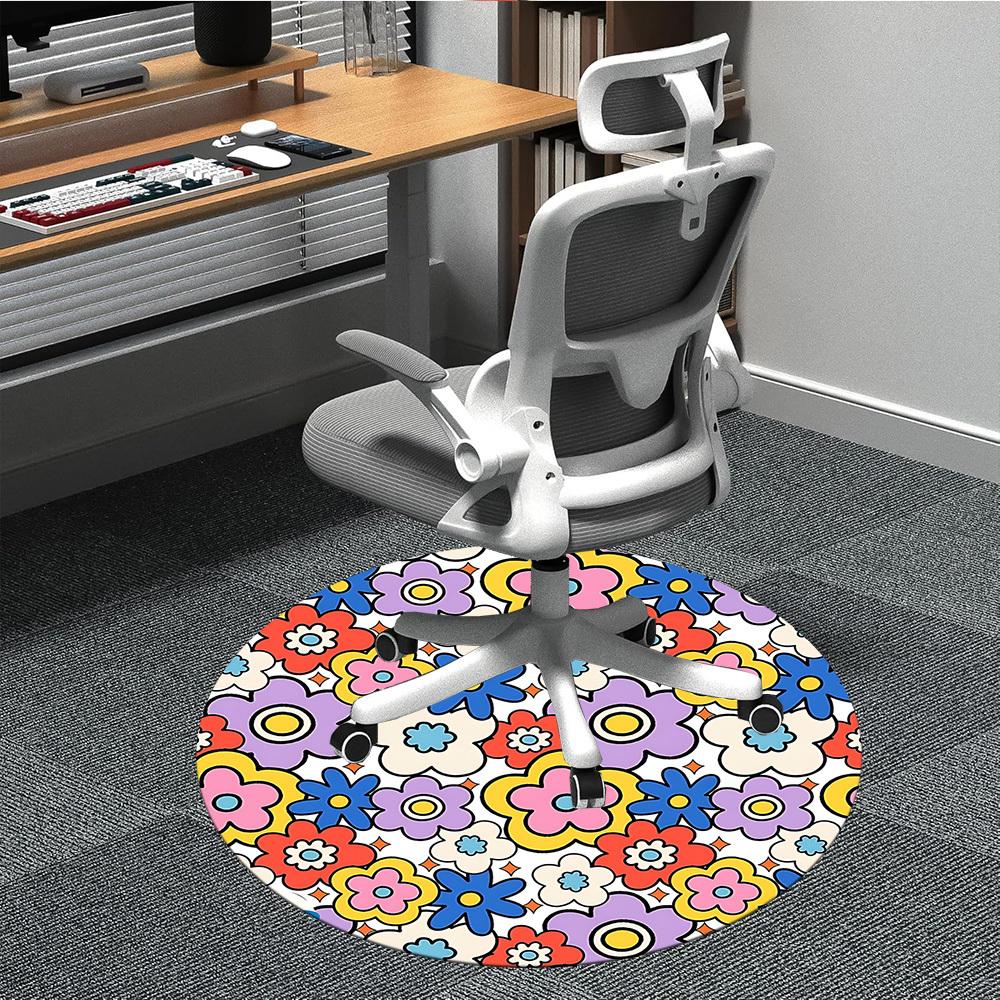 

1pc Floral Pattern Chair Carpet for Office, Soft Flannel Throw Mat, Perfect for Office, Holiday Party Decoration Choice yy260320136 80cm by 80cm