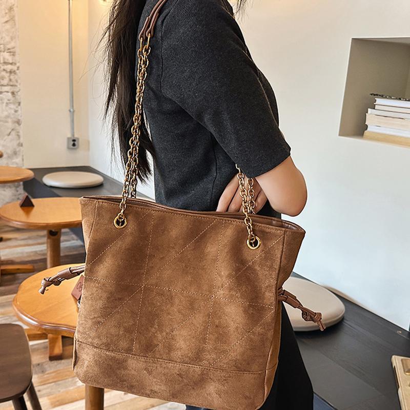 Yogodlns Luxury Large Capacity Faux Suede Tote Bag Winter Designer Shoulder Bag Women's Underarm Bag Handbags and Purses