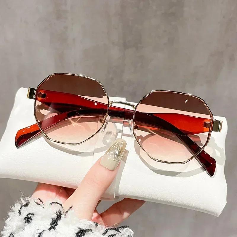 Polygonal Metal Frame Sunglasses Premium Sense Of Street Shooting Anti-Ultraviolet Sunglasses Fashion Versatile Sunglasses
