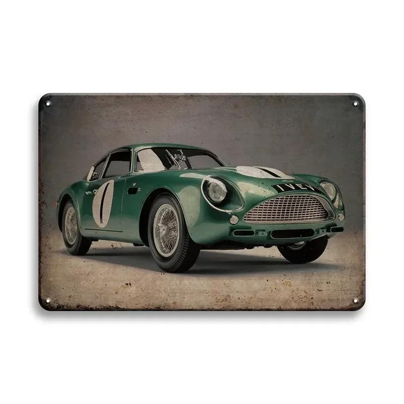 Vintage Fahrzeug Metallblechschild Plakette Retro Blechmalerei Rennwagen Poster Wandkunst Aufkleber Heimbar Garage Dekoratives Plat