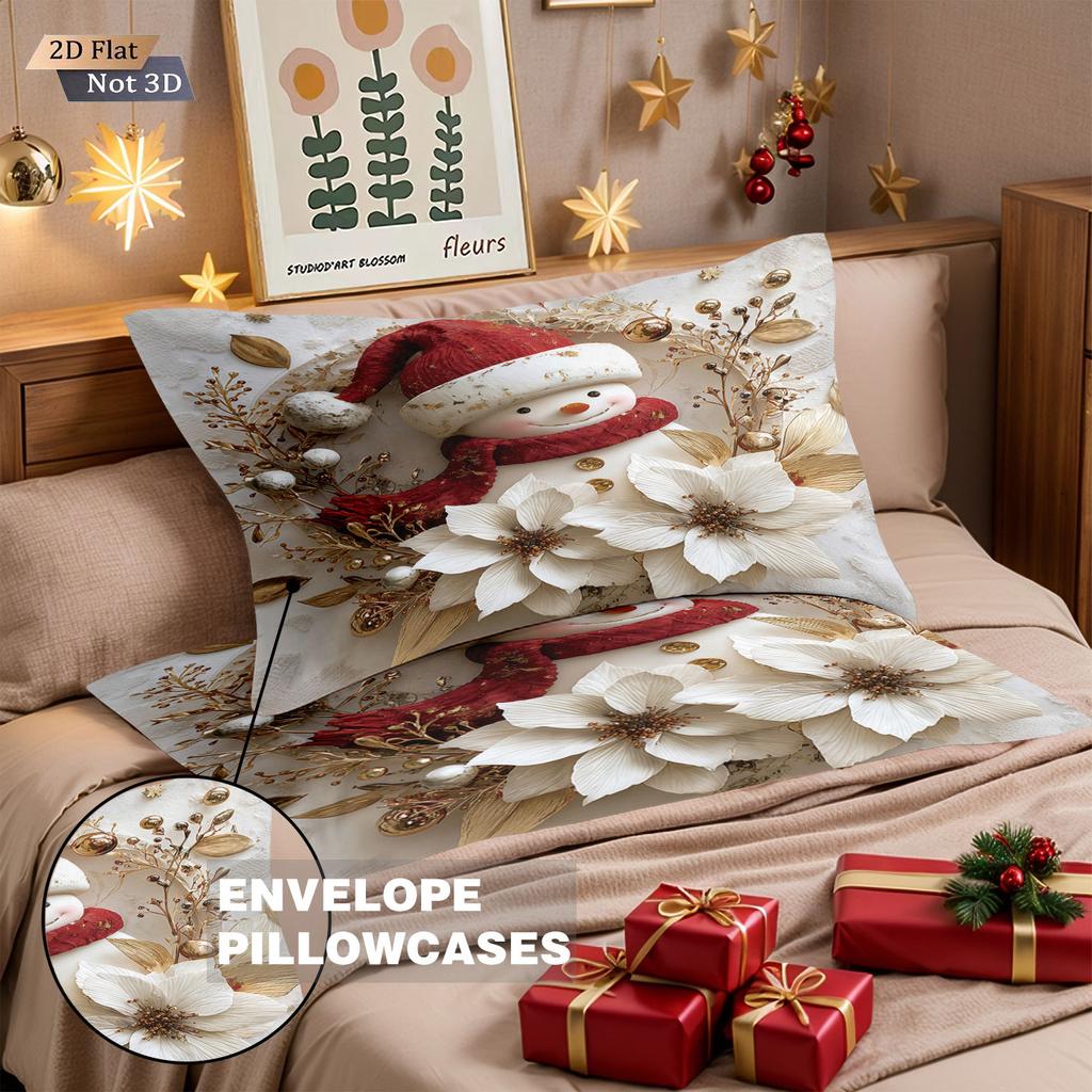 Christmas Snowman Three-Piece Quilt Cover Custom Digital Printing Bedding Set Distribution