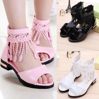 Children's Shoes Girl's Sandals Summer New Fashion Shoes Middle School Children's Soft Soled Student Roman Shoes