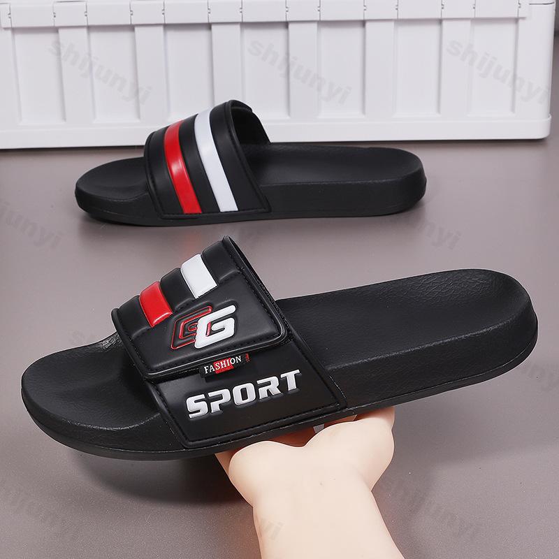 Fashion Mens Slippers Summer Outdoor Beach Shoe Fashion Indoor Home Slippers Soft Comfortable Family Flat Bathroom Slippers Mens Sandals