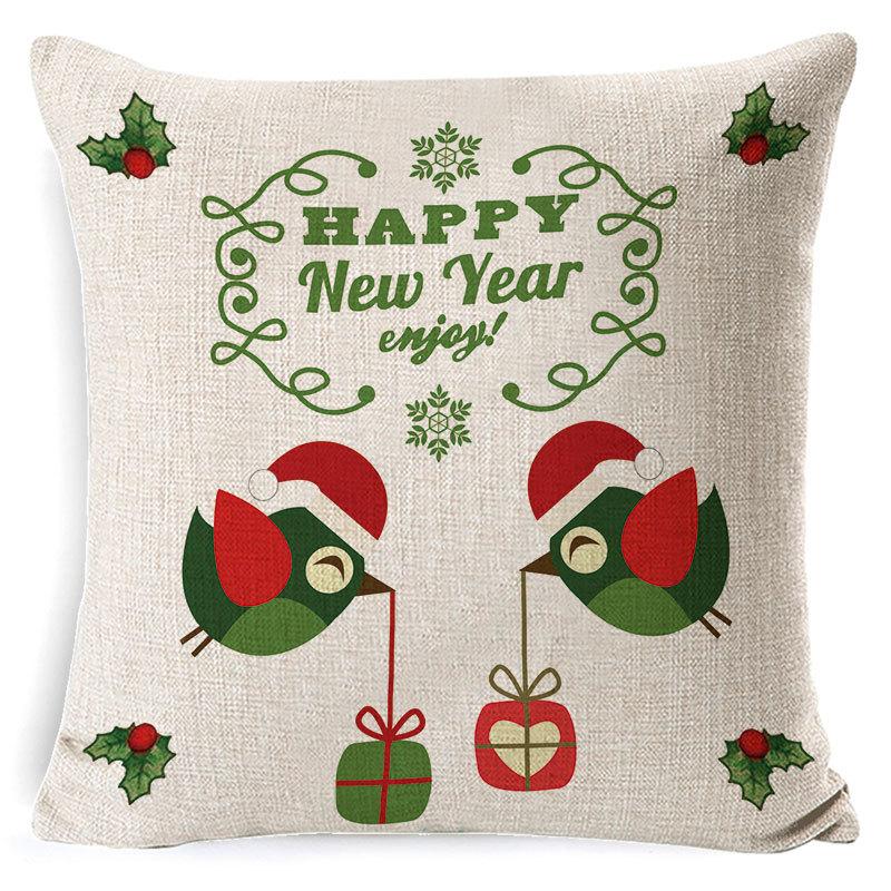 Christmas Tree Linen Pillowcases Christmas Wreath Series Cotton and Linen Cushions Human-effect Pillows Home Cushions