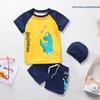 Cartoon Boys' Toddler Sun Protection Quick-Dry Swimsuit Set with Swim Cap