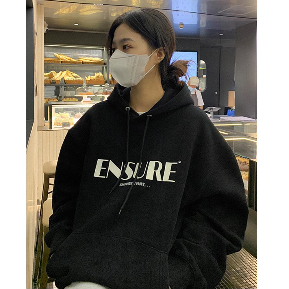 Padded Hooded Sweatshirt Women Autumn and Winter Loose Ladies Student Tops Fashion Retro Versatile Sweatshirt