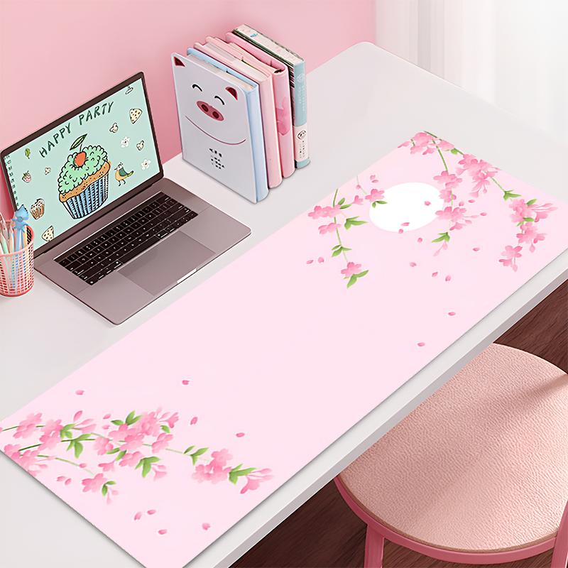 x Mousepad Gamer Office Mat Mouse Pad Gaming Room Accessories Office Desk Mat Cherry Blossom Sakura Pink Art Keyboard Mats