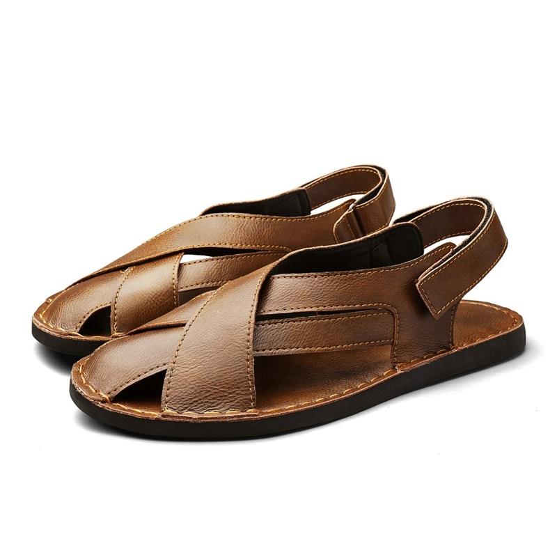 TUINANLE Herren Sommer Slip-On Sandalen: Rutschfest, Weich, Stilvoll, Lässig, Große Größen, Ledersandalen