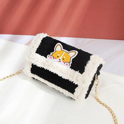 

Hand-woven bag, fashionable wool DIY handmade bag, material bag, self-made chain cartoon bag for girlfriend чорний