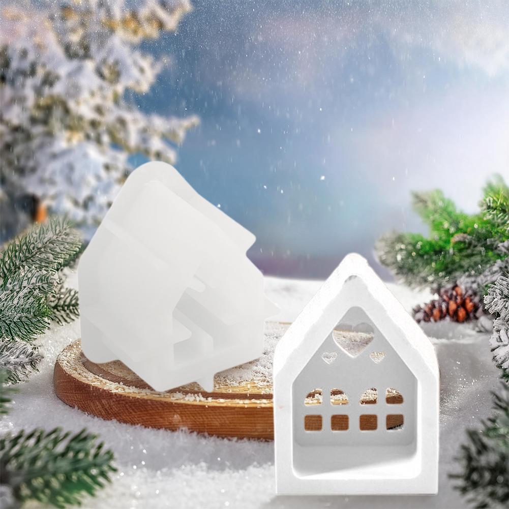 Silicone 3D House Mould Plaster Mould DIY Tea Light Mould Decorative Epoxy Resin Casting Mold Non Stick for Art Craft
