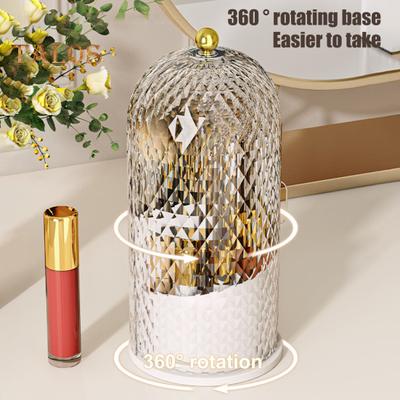 Portaspazzolino con coperchio, organizer per cosmetici, antipolvere, girevole a 360 gradi, portaspazzolino da denti e pennelli per il trucco