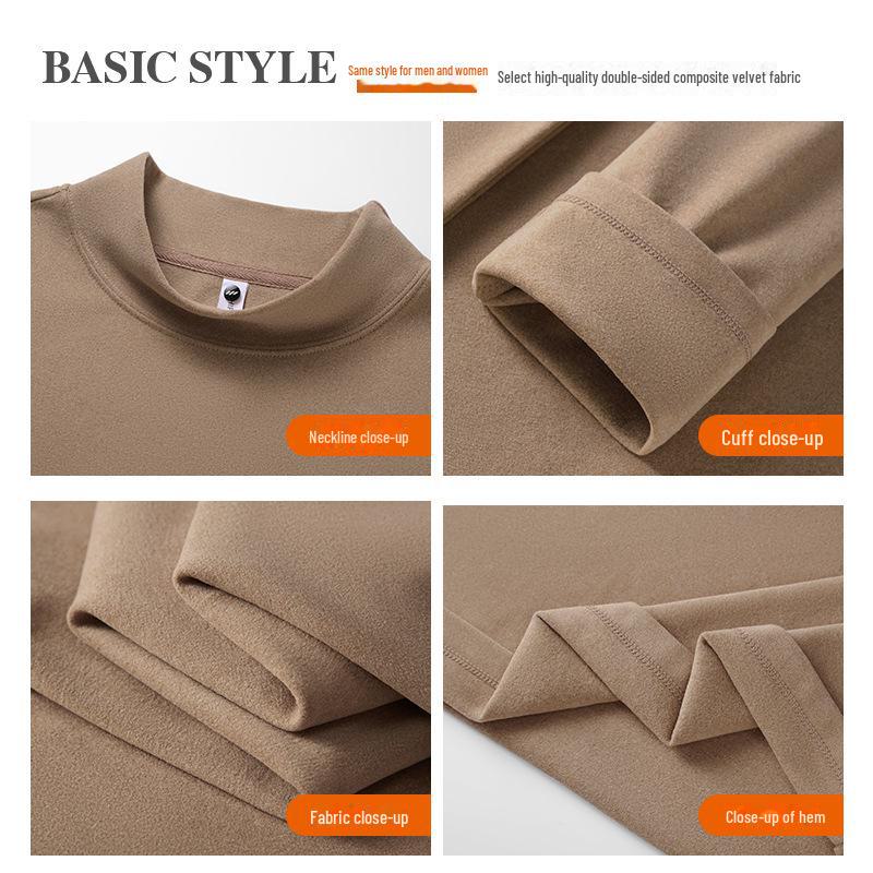 Women's Korean Style Double-Sided Velvet Long-Sleeve Turtleneck Top - Solid Color