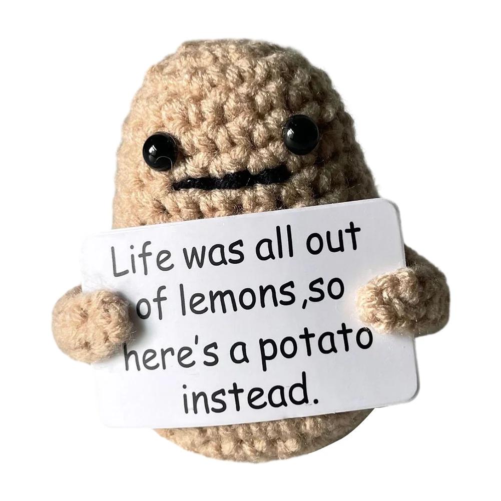 Gestricktes Avocado-Spielzeug mit Karte Kreative Positive Energie Kartoffel Umarmung Tasche Mini Handgemacht Plüsch Wolle Häkelpuppen Deko Ornamente