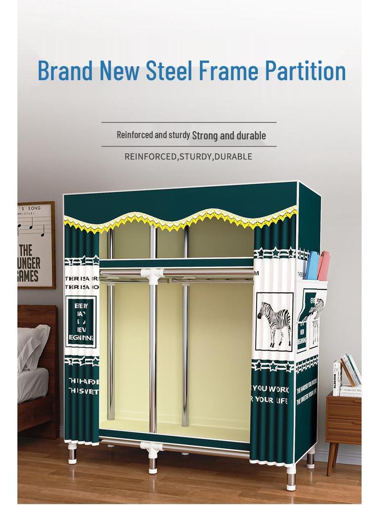 Thickened Steel Pipe Fabric Wardrobe for Dorm or Bedroom Storage