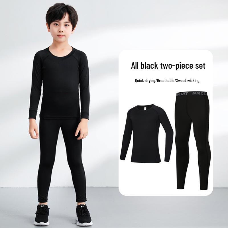 

Children s Autumn/Winter Basketball Training Set - Boys & Girls High Elastic Sportswear Tights Size 28 [140cm] 60-70 lbs