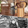 360° Rotating Wooden Utensil Holder Cooking Utensil Crock Waterproof Kitchen Cutlery Organizer for Countertop Utensil Holder