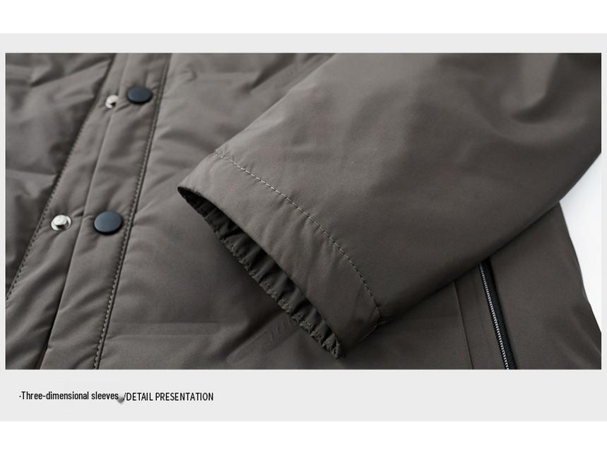 Men's Lightweight Stand-Up Collar Down Jacket - Autumn/Winter Business Casual Warm Outerwear for Middle-Aged Men.