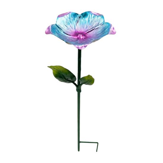 Metal Flower Garden Stake Bird Bath for Outside Freestanding Bath Bowl with Stake Hummingbird Feeder Station for Yard Lawn Garden Decor