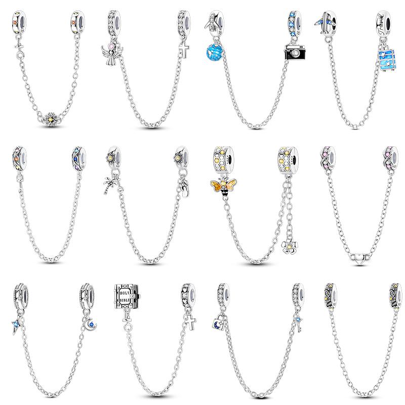 Girl New Stars Safety Chain Clip Charms Metal Key Locks Pendent Fit Original Bracelets Make Your Own Festival Accessory Elegant Fashion Beautiful