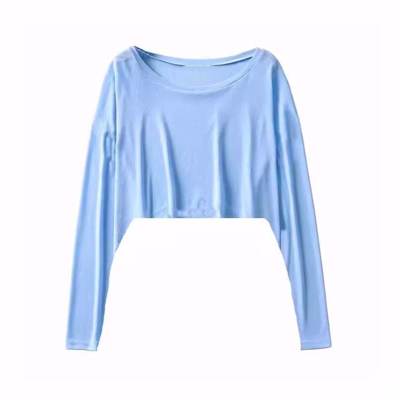

Modal Thin Loose Casual Upper Clothes Long Sleeves T-shirt Sky Blue L